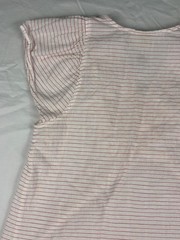 St Johns Bay Striped Pom Pom Blouse Top Womens XS Extra Small Pink White Beach