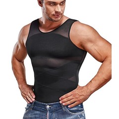 MENS SLIMMING BODY SHAPER BELLY CHEST COMPRESSION VEST GIRDLE SHIRT TANK TOP