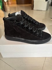 Size US 10 EU 43- Balenciaga Arena High Sneakers in Black Suede NIB