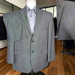 Joseph Abboud Custom 2 Piece Suit Mens 46S 40X27 Gray Nailhead Peak Wool