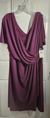 Chaps Womens Beach Berry Dress Split Sleeve Faux Wrap Size 16W NEW With Tags