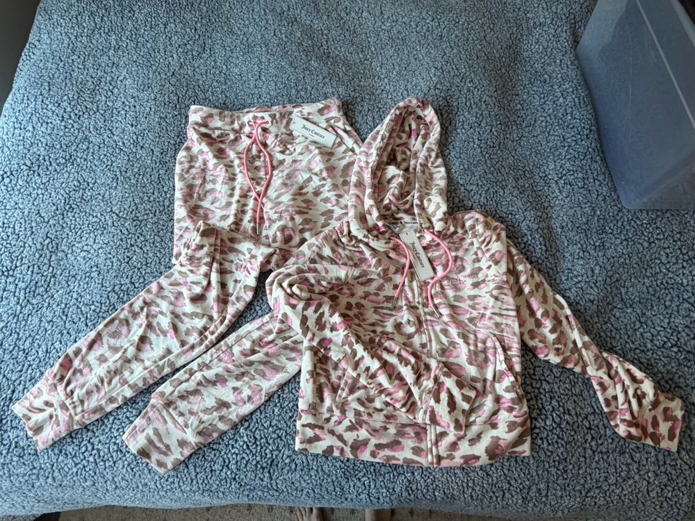Juicy Couture Womens Velour Animal Print Hooded 2pc Set S NWT