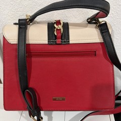 ALDO Colorblock Satchel Top Handle Gold Chain Accent Detachable Strap Pockets