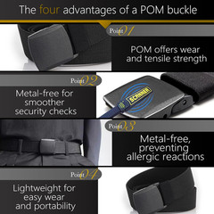Men’s Adjustable Tactical Belt TSA Approved Metal-Free Elastic Stretch Belt Navy