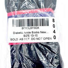 Lot Of 3 (9 Pairs) Diamond Star Non Binding Top Diabetic Ankle Socks Size 13-15