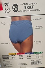 NEW Black Bow Women’s 5 Pack High Waist Modal Brief All Sizes!