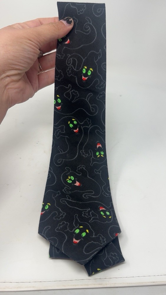Vintage Lolo Black Halloween Ghost Neck Tie Hand wash Only