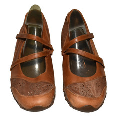 Skechers Brown Leather Small Studded Mesh Mary Jane Comfort Shoes Womens 9.5M