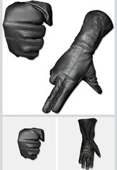 Mens Long Leather Gloves Black Brown Gauntlet Style Medieval Renaissance Knight