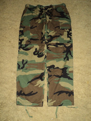US MILITARY ISSUE WOODLAND CAMO BDU PANTS 50/50 NYLON COTTON USA NYCO LARGE REG