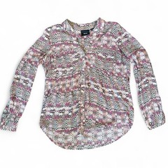 Anthropologie Maeve Islet Geometric Print Blouse Pink – Small