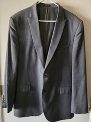 EGARA Suit Men’s 46L 38×32.5 Gray 100% Wool Peak Lapel Dual Vents