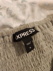 Express Women’s M Gray Lace V-Neck Fit & Flare Knee Smocked Spaghetti Dress