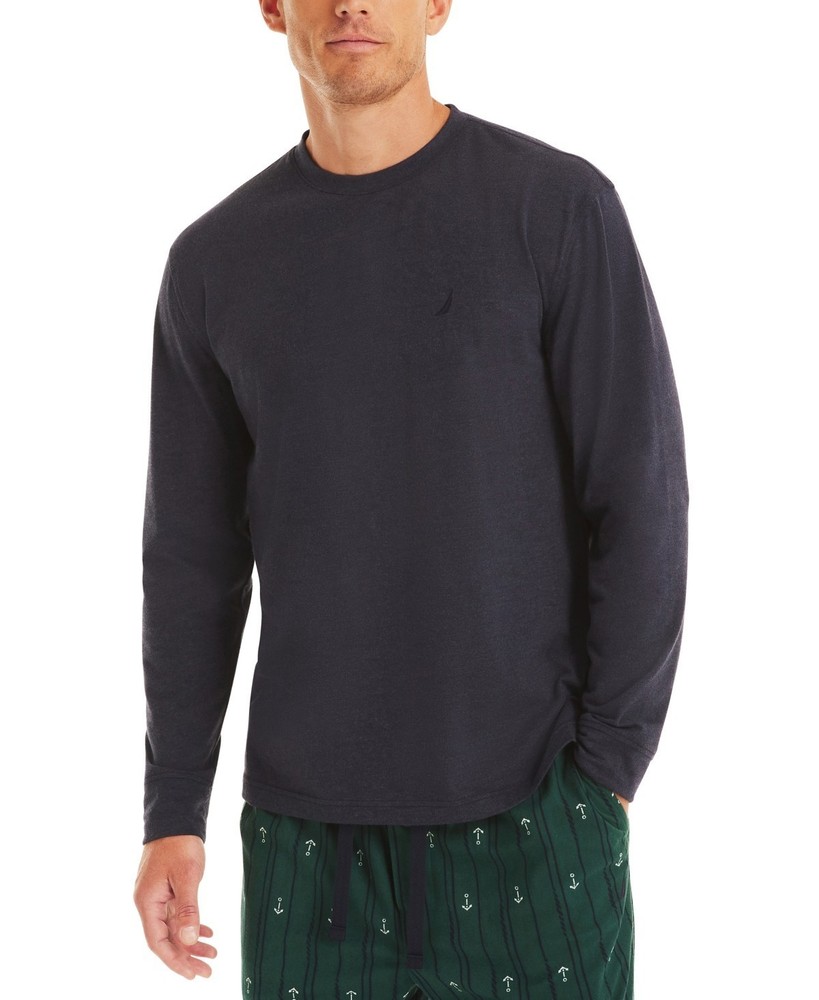 Nautica Regular Fit Pajama Long Sleeve T-Shirt Men’s L Navy Crewneck Pullover