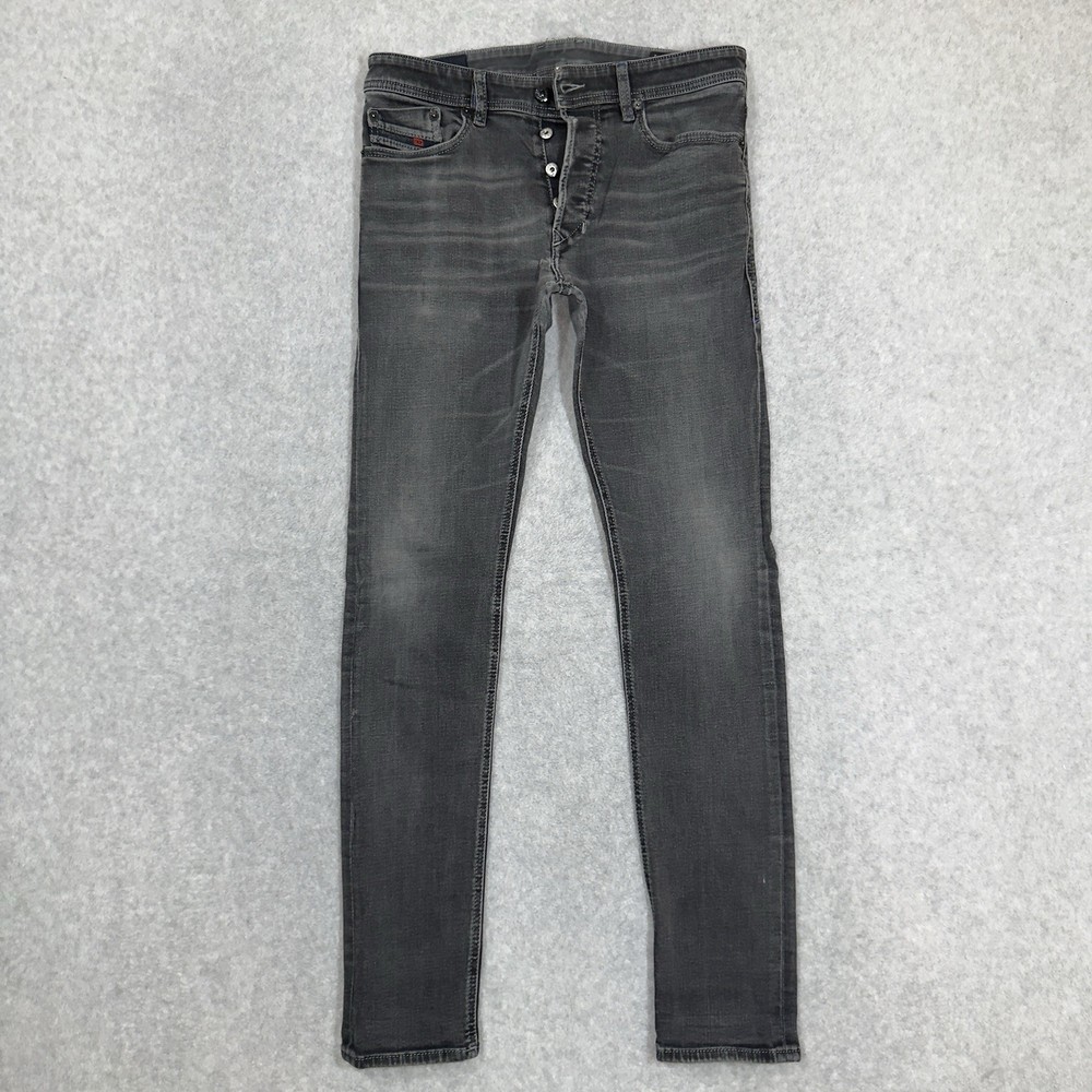 DIESEL Tepphar Jeans Mens 29×32 Dark Gray Slim Carrot Stretch Denim Button Fly