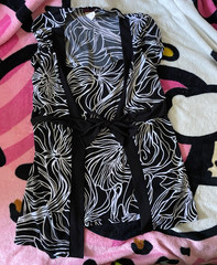 Agenda black and white swirl print tie front top