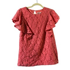 Merona Decorative Short Sleeve Shirt Salmon Red