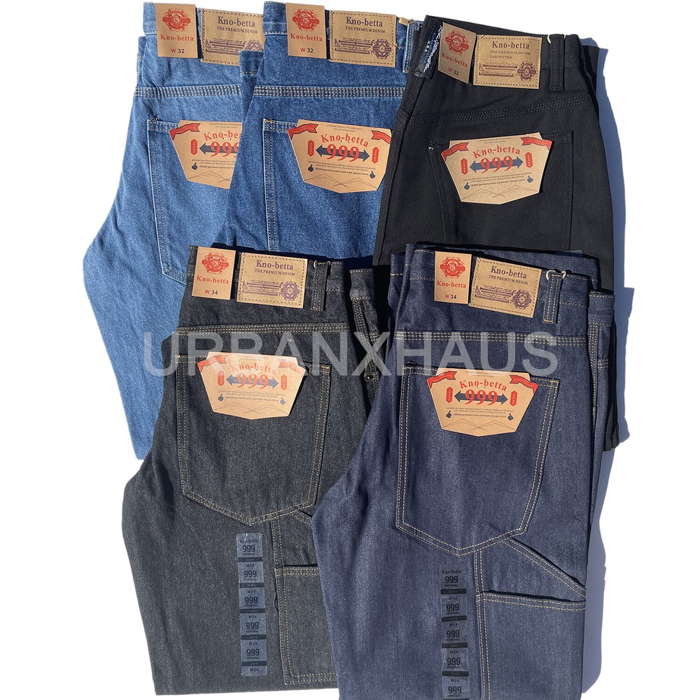 KNO BETTA Men’s Loose Fit Carpenter Denim Jeans Baggy Work Pants 30-44