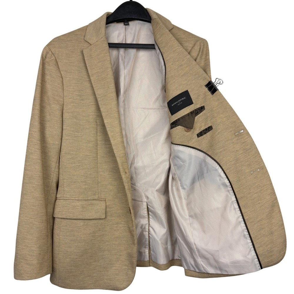 Banana Republic Summer Blazer Mens 38S Rayon Sport Coat Suit Jacket Tan Weave
