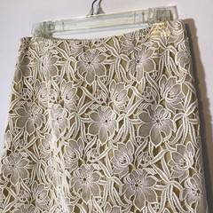 Burberry Prorsum White Lace Eyelet Embroidered Laser Cutout Skirt Size 40 Italy
