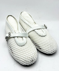 ALAIA BALLET Leather Mesh Flats White EU 39