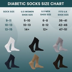 12 Pairs Men Diabetic Crew Socks Health Circulatory Cotton Size 9-11 10-13 13-15