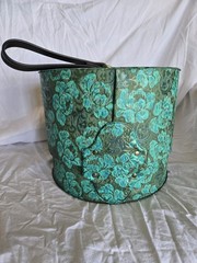 Vintage – 1960s Everbest Hollywood Florida, Wig Hat Box, Floral 13”x13.5 Carrier