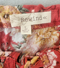 Rewind Large Blouse Rust Floral Off Shoulder Peasant Boho Blouse Long Sleeve NWT