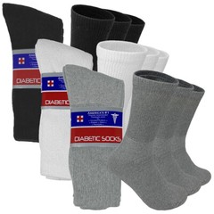 3 6 12 Pairs Lot Men’s Circulatory Diabetic Crew Socks Plain Colors Size 9-15