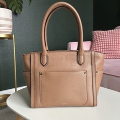 Isaac Mizrahi Valerie Saffiano Leather Satchel Bag in Camel – New, never used!