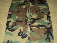 US MILITARY ISSUE WOODLAND CAMO BDU PANTS 50/50 NYLON COTTON USA NYCO LARGE REG