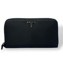 Prada Long Wallet Long Wallet Triangle Logo Round Zip Tessuto Nylon Black