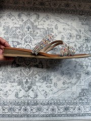Jellypop Women’s Size 11 Brown Multicolor Beaded Strap Slide Sandals