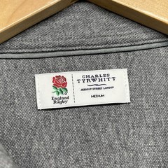 Charles Tyrwhitt England Rugby Gray Knit Button Front Shirt Men’s Medium