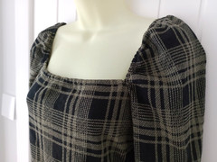 Gossip, Black & Khaki Green Square-neck Tartan Woven Fabric Dress Size: 10/12