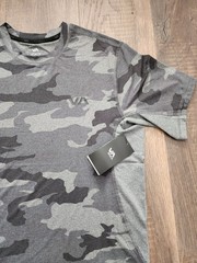 RVCA Men’s Gray Camo Logo Stretch Crew Neck Short Sleeve T-Shirt Size M