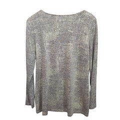 JM Collection Top Womens Medium Gold Shimmer Scoop Neck Blouse Semi Sheer