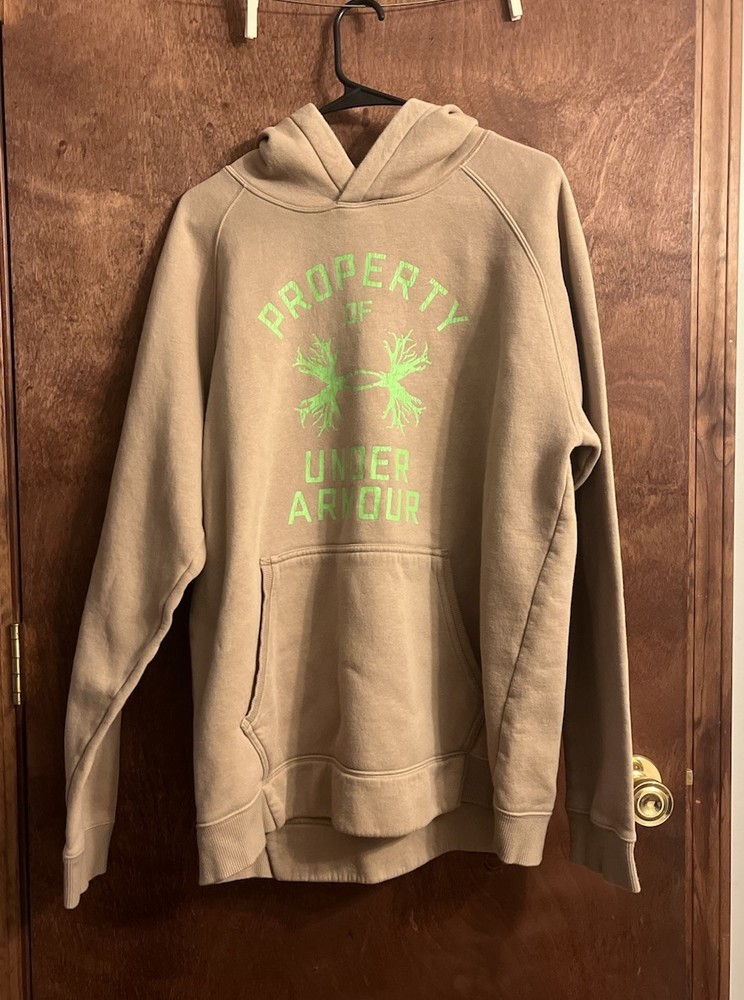 Under Armour Men’s XL Loose Fit Brown Fleece Pullover Hoodie Graphic Print