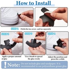 8 Pieces Toe Guards for Boots 9 x 4 cm/ 3.54 x 1.57 Inch, Black