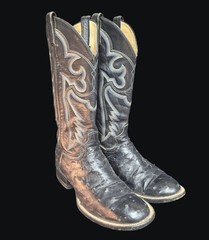 Panhandle Slim Black Full Quill Ostrich Cowboy Western Boots Men’s Size 9 D