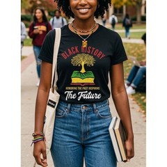 Port and Company Black ‘Black History’ Graphic Tee with Red, Yellow, Green Print