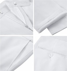 Men Suit Dress Pants Slim Fit Suit Groomsmen Wedding Pants Waist Flat Fit