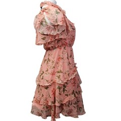 Endless Rose Pastel Pink Floral Cutout Cold Shoulder Maxi Dress Size M