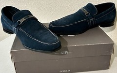 Stacy Adams Carville Men’s Navy Suede Metal Bit Slip-On Dress Loafers 11 M