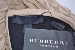 New Burberry Prorsum $1,495 Mink Beige Silk Ruched Plisse Runway Skirt 8 42