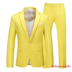 Men’s One Button Formal Suits 2pcs Blazer Jacket Pants Slim Party Grooms Wedding