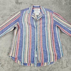 Frank & Eileen Shirt Womens Small Eileen Linen Multicolor Stripe Button Up