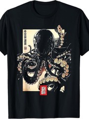 Japanese Octopus T Shirt Dark Art Print Graphic Streetwear Casual Tee Top