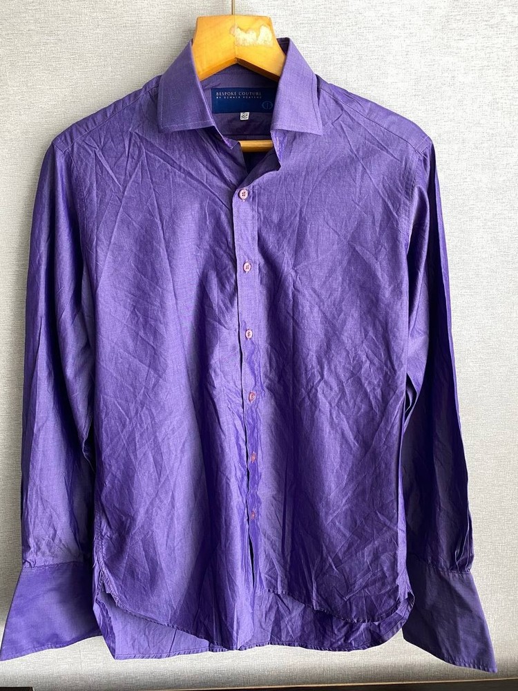 Ozwald Boateng Savile Row Bespoke Couture Dress Shirt Purple French Cuff Men M 1