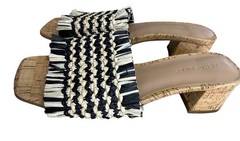 Aerosoles Raffia Braided Open-Toe Sandals With Cork Block Heel Size 5 NWOB